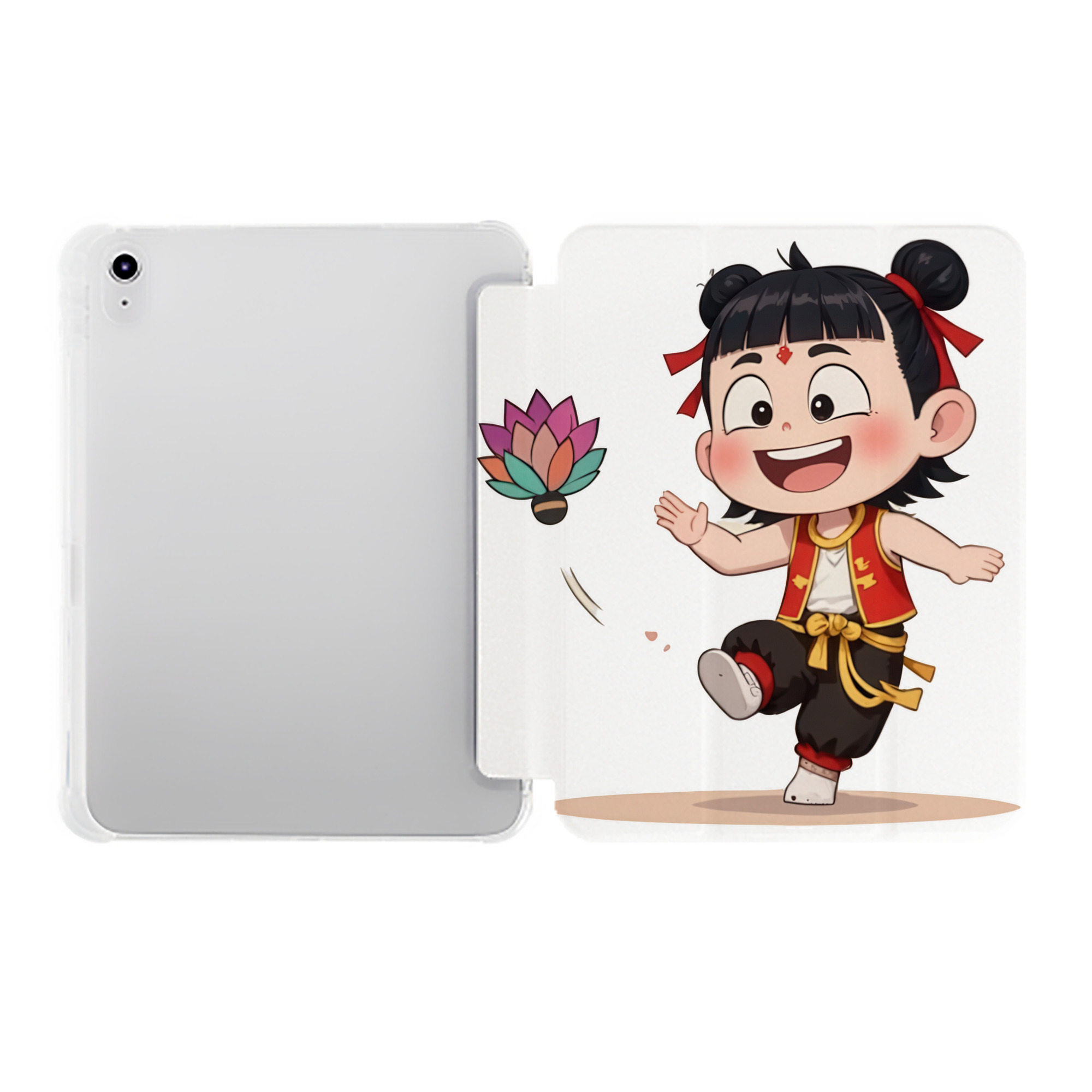 （画像用） Ne Zha 2 ナタ 魔童の大暴れ IPad ケース ペン収納付き 三つ折りスタンド PUレザー×シリコン 対応機種9.5/10.5/10.9インチ